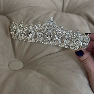 David's Bridal Silver Crystal Tiara Headpiece